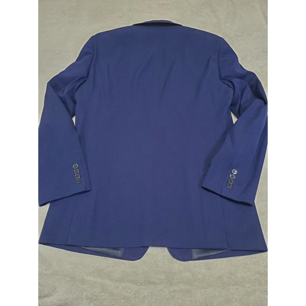 Calvin Klein Blue Office Suit Jacket Blazer 42L Pant 37x32 Classic Work Formal